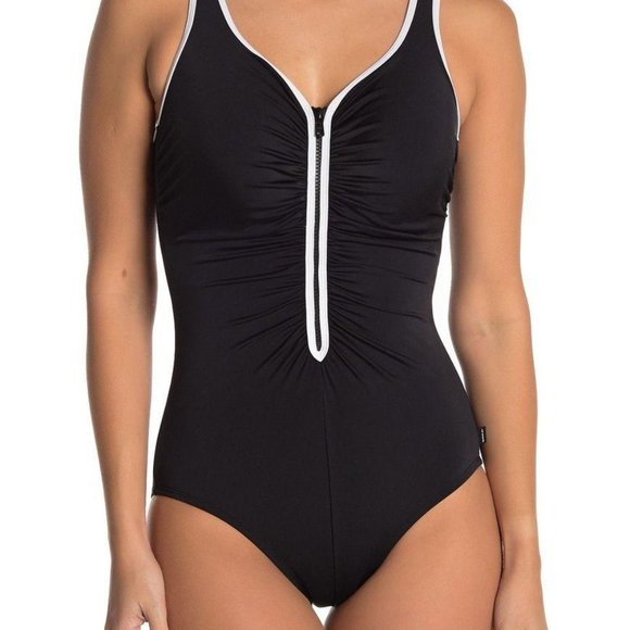 reebok zip front swimsuit